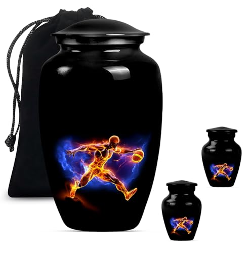 Basketball urn, Small Urn for Ashes, Adult Urns for Human Ashes Men, Cremation Urns for Human Ashes Adult Male, Urns for Human Ashes, Funeral Urns for Women (Size - 10inch 1Pcs, 3inch 2Pcs)