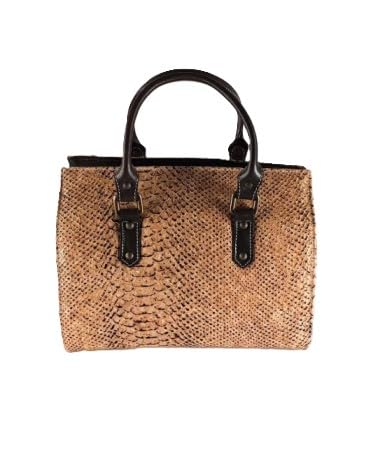 Malote de cortiça et similicuir de serpent, sac à main de 28 x 16 x 20 cm avec fermeture éclair