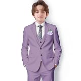 mengfeiyuaner Boys Suit Formal for Boy Slim Fit Kids Suit for Teen Toddler Boys Wedding Communion Lavender Purple