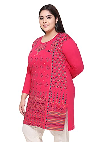 Image of In Love Women's Cotton Printed Full Sleeve Plus Size Kurta Long T-Shirt with Pocket