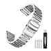 Solid Mesh Stainless Steel Bracelets 20mm/22mm/24mm Watch Bands Deployment Buckle Brushed/Polished Strap for Men Women (22mm, Silver)