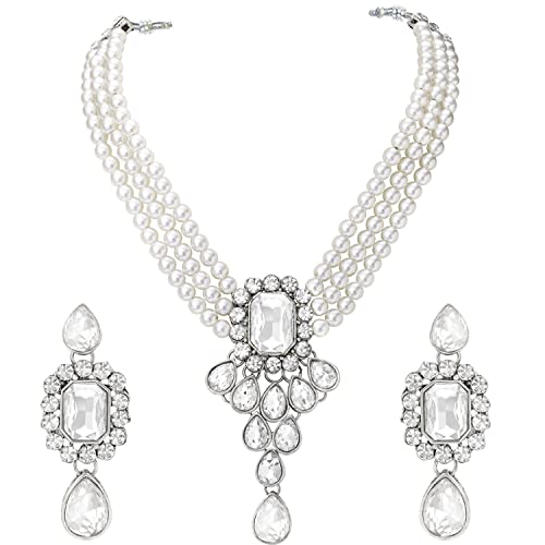 Image of Peora Crystal Faux Pearl Jewellery Gift Set for Women