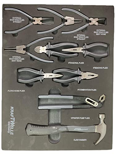 Kraftwelle Werkzeugwagen Werkstattwagen Modell 2021 mit Auszug kugelgelagert 7 Schubläden Ratsche Ringratsche Schraubendreher Zangen Werkzeugset Werkstatt – Bild 8
