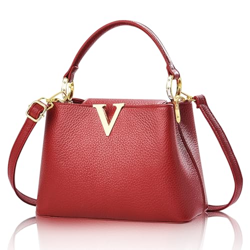 Image of Satchel Bag for Women, Crocodile Leather Purse Top Handle Purse Small Crossbody Handbag Women's Shoulder Tote Bag (Wine red)