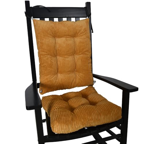 amberr Rocking Chair Cushion Set with Adjustable Ties, Memory Foam Pad & Corduroy Cover Rocking Chair Cushions Indoor (1, Orange)