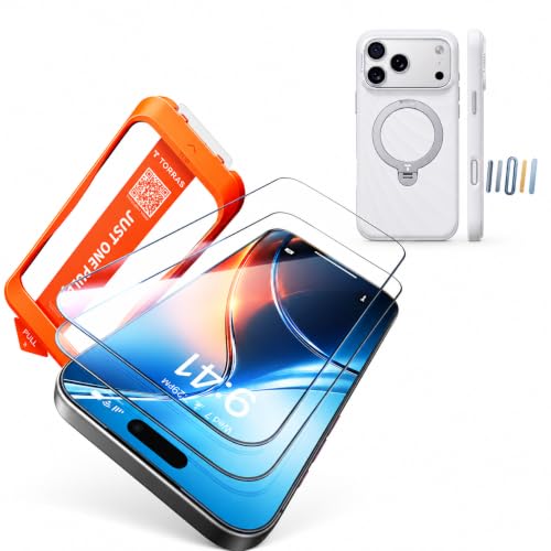 TORRAS Ostand Q3 Wind + �K���X�b�L��2�� iPhone 18 Pro �Z�b�g | �t��V���R�[���P�[�X�Ɠ����K���X�t�B����2�����܂Ƃ߂���ʕی�Z�b�g