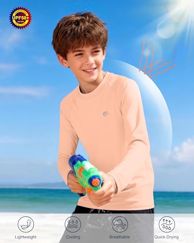 Image of Boys UPF 50+ Swim Shirt Long Sleeve, 1 or 2 Pack Rash Guard Tops