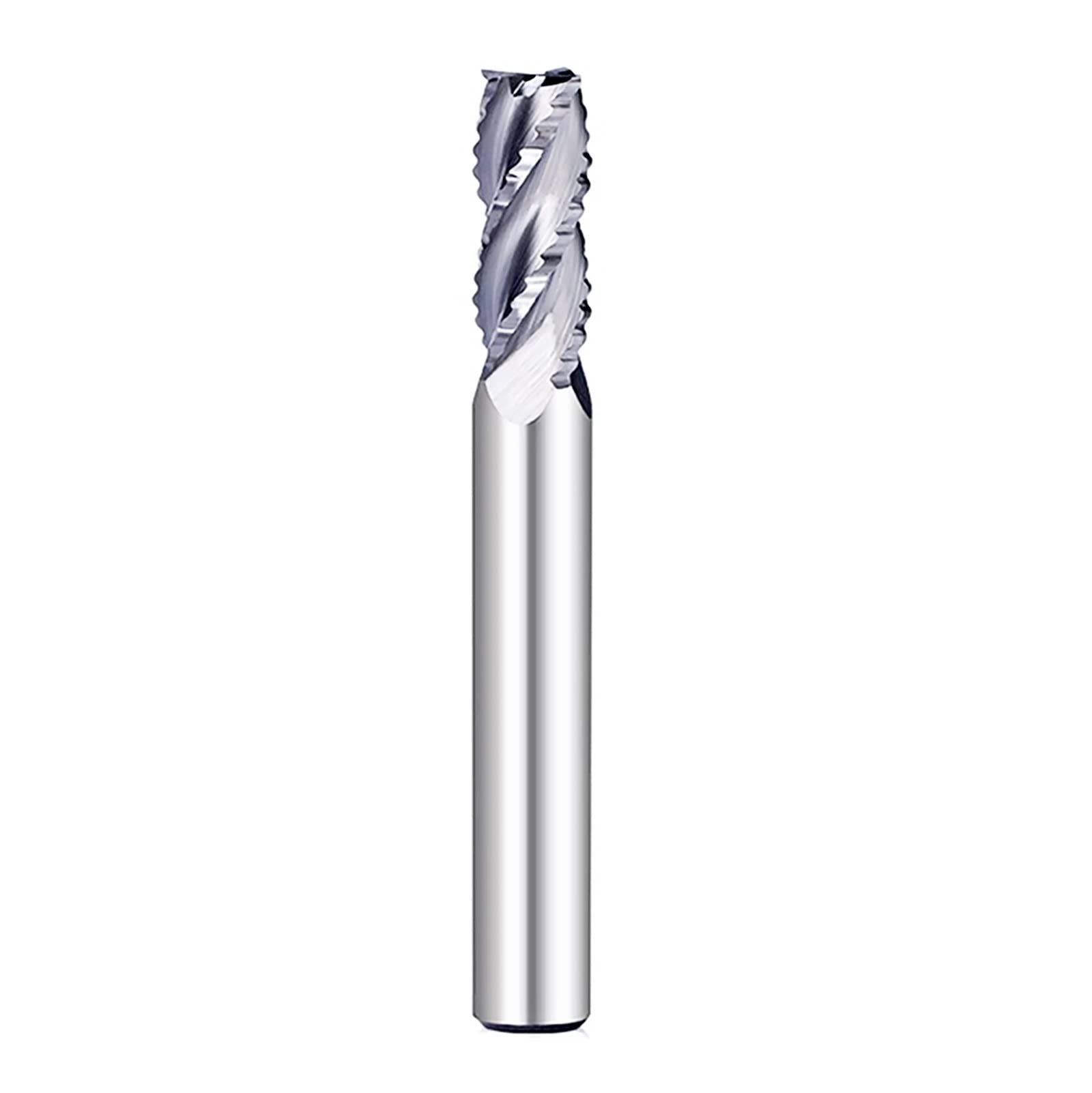 HYUJNAFZR Roughing End Mill，6.35mm Shank Carbide End Mill 4 Flute CNC Machine Tool Router Bit Milling Cutter 50mm Long Tungsten Carbide End Mill Bit