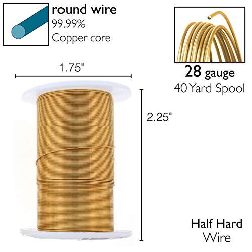 Image of The Beadsmith Wire Elements 28-Gauge Lacquered Tarnish-Resistant Copper Wire for Jewelry Making, 40 Yard, 36.58 Meter Spool