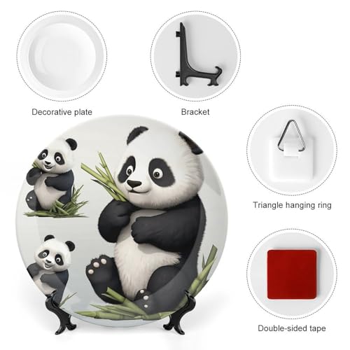 Plato decorativo Lovely Panda de porcelana hueso 7 pulgadas miniatura 3