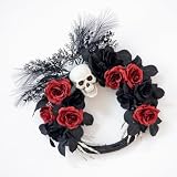 DCQGCD 18" Halloween Wreaths for Front Door with Skull and Skeleton Hands