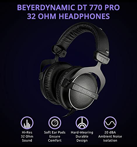 Blucoil Beyerdynamic Pro X M90 Side Addressed Condenser Microphone With Storage Bag Bundle With Dt 770 Pro 32 Ohm Over-Ear Studio Headphones, 10-Ft Balanced Xlr Cable, And Boom Arm Plus Pop Filter #TOP3