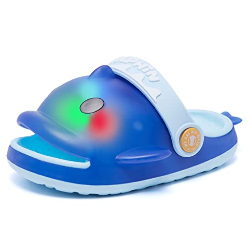 Kids Shark Slides Toddler Cloud Shark Slides Boys Girls Lights Clogs Open Toe Dolphin Sandals Shark Slippers Non-Slip Beach Shoes Toddler 9.5-10 #TOP9