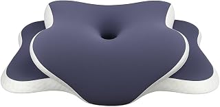 Ergonomisches Kissen mit Memory Foam – Orthopädisches Kopfkissen für Nacken- & Schulterschmerzen, kühlend, atmungsaktiv, abnehmbarer Bezug, für Rücken-, Seiten- & Bauchschläfer (Weiß / Blau)