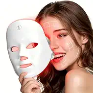 Red Light Therapy for Face,Red Light Mask for Anti-Aging, LED Face Mask Light Therapy Adjustable Brightness with 7-Color LED Facial Mask, Rechargeable Light Care Beauty Device for Home Use