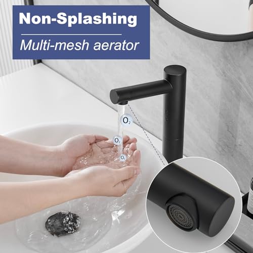 Bathfinesse Commercial Bathroom Touchless Faucet, Motion Activated Hands-Free Faucet For Bowl Sink, Hot & Cold Mixer Control, Battery Or Plug-In Powered, Black thumb #2