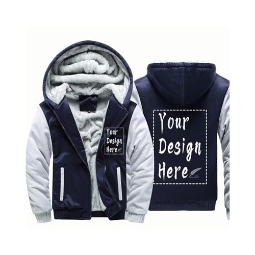 Custom Fleece Hoodie for Men/Women Personalized Jacket Design Your Own Print Front and Back Winter Warm Zip Coat