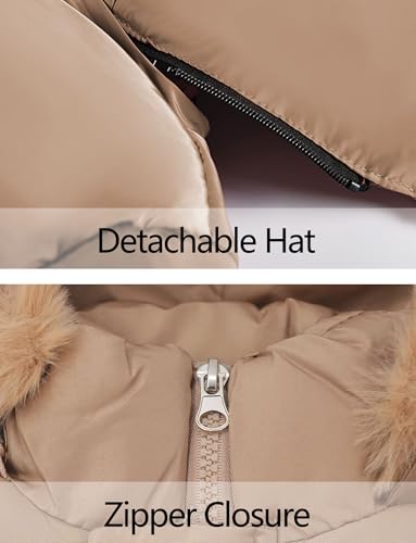 Happy Cherry Girl's Kids Toddler Winter Fur Lined Hooded Coats Thicken Fleece Lined Parka Snow Down Jacket Outwear4