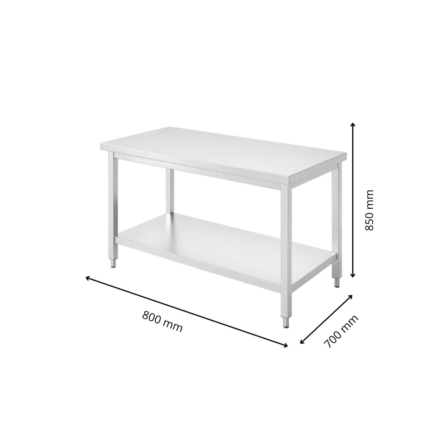 Générique Table INOX Centrale Professionnelle 80 x 70 cm | Avec Étagère, Plan de Travail Cuisine