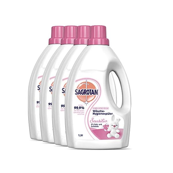 Sagrotan Wäsche-Hygienespüler Sensitiv 0% – Desinfektionsspüler für hygienisch saubere und frische Wäsche, ohne Farb…
