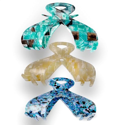 Pince cheveux grande lot de 3 pinces crabe accessoires de coiffure tendance femme