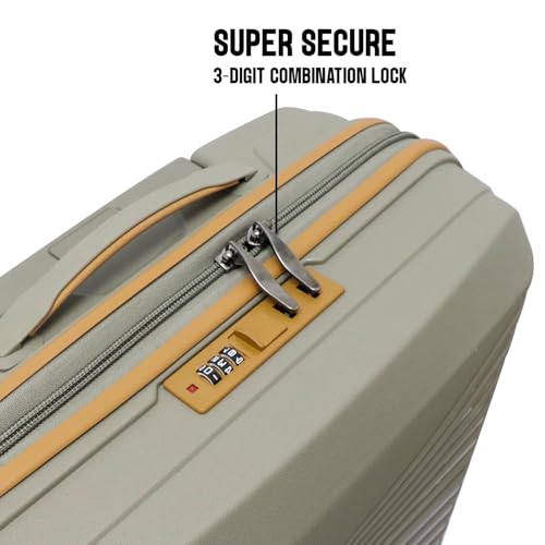 Image of Police Origine Cabin Trolley | 65L Capacity TSA Lock 8 Smooth 360 Spinner Wheels Telescopic Handle PP Hard Shell | Lightweight 20 inch Cabin Luggage for Travel & Weekend Trips (Beige /TAN) (Olive /Tan)