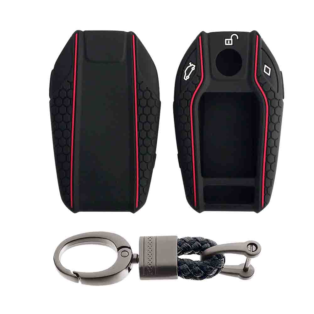 Keycare® Silicone Key Cover and Keyring Compatibility for X Series Display Key (Black with Black Alloy Keyring)