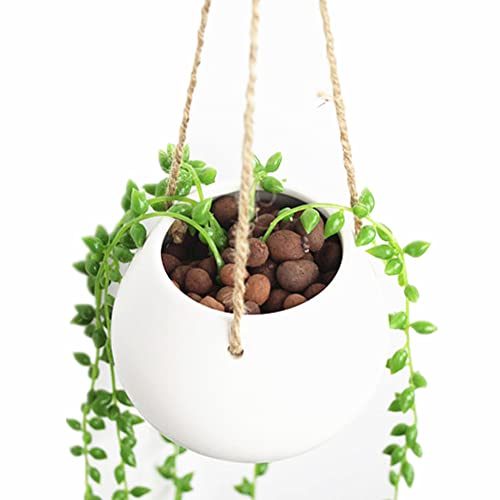 Moyishi Mini décoratifs en céramique à suspendre Pot de fleurs Pot de fleurs Pot de fleurs d'eau Plante Vase blanc
