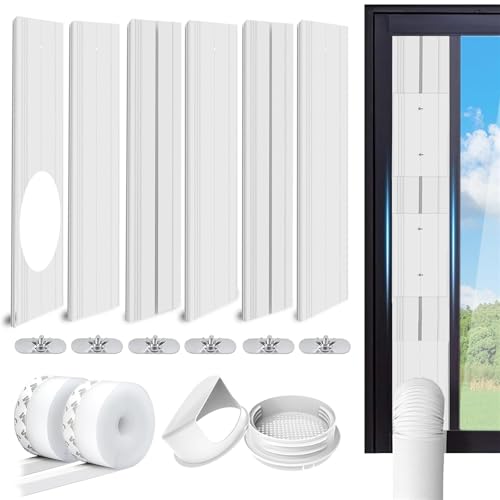 LINGKY Kit de Fenêtre Climatiseur Mobile, Kit de Glissière de Fenêtre Climatiseur Portable, Kit Calfeutrage Fenêtre Coulissante Climatiseur Mobile avec...