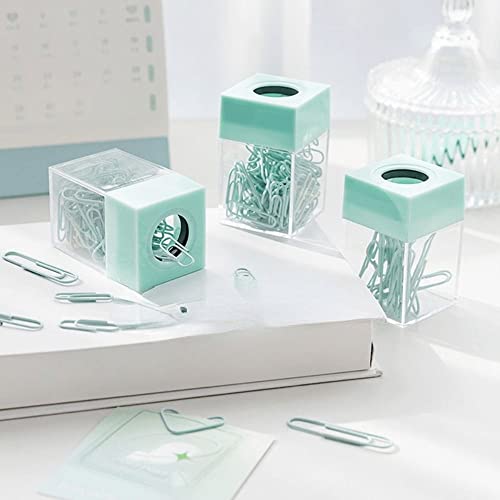 Magnetic Paper Clip Dispenser Holder Paper Clip Storage Containers Portable Paperclip Holder, Magnetic Absorption Box For Home Office School(Green) #TOP5