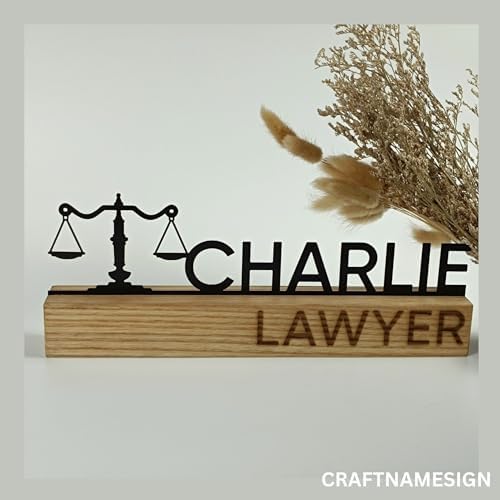 Wooden Lawyer Desk Name Plate Metal Wall Art Decor