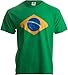 BRAZIL NATIONAL FLAG Adult Unisex T-shirt / Bandeira do Brasil, Brazilian,Green,Large