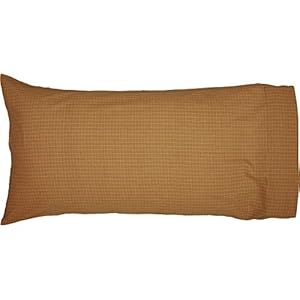 Vhc brands stratton star cotton primitive bedding appliqued king pillow case set of 2 dark khaki tan  urban country home decor