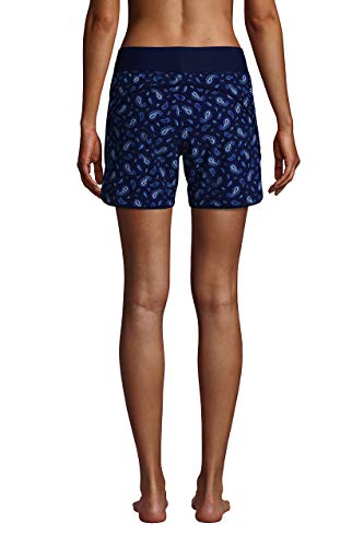 Lands' End Womens Comfort Waist 5In Swim Short Panty Deep Sea Navy Paisley Regular 8 #TOP1
