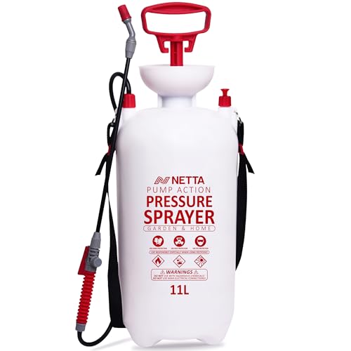 NETTA Garden Sprayer 11L - Weed Killer Sprayer Pump with Adjustable Mist Spray Bottle Nozzle - Pressure Pump Spray Bottle for Plants Fertilizer Pesticides Fungicides Patio & Car Cleaning