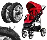 Generic 2 Stück Kinderwagen Vorderrad Schwenkrad Capri ohne Gabel, Reifen pannenfrei, Kunststofffelge Silber
