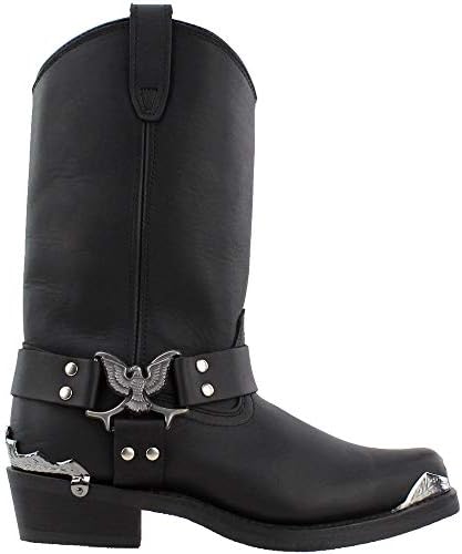 Dingo Mens Chopper Square Toe Casual Boots Mid Calf - Black - Size 11 D_M