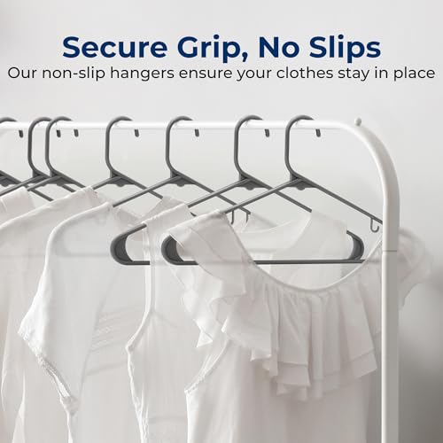 SereneLife 150 Pcs Plastic Hangers Gray – Ultra Lightweight Heavy Duty Non Slip Clothes Hanger Set for Coat Shirt Pants Closet Storage Organization Space Saving Durable Clothing Organizer – 11.88 lbs by SereneLife - Image 3
