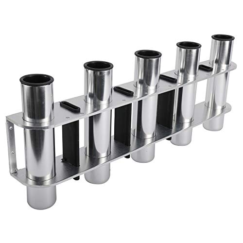 DasMarine Stainless Steel 5 Tube Fishing Rod Holder,5 Link Tube Rod Rack Can Place Common Fishing Items for Marine Boat and Yacht