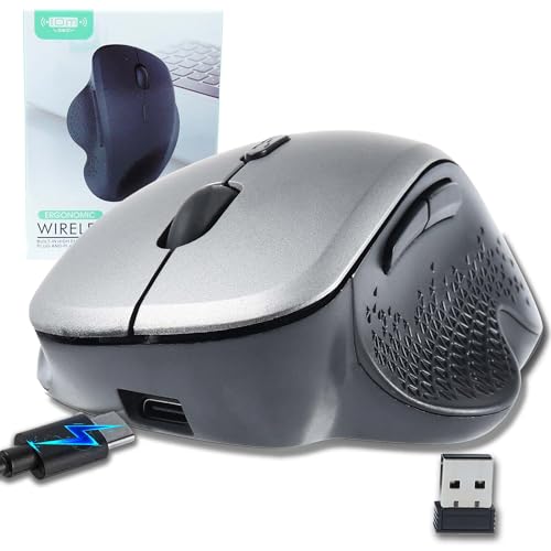 Ratón vertical ergonómico para evitar dolor de muñeca con conexión dual gris
