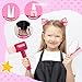 GAGAKU Kids Pretend Play Hair Salon Set, Pink, 36 Piece Beauty Styling Accessories Kit with Toy Dryer, Scissors, Combs for Girls