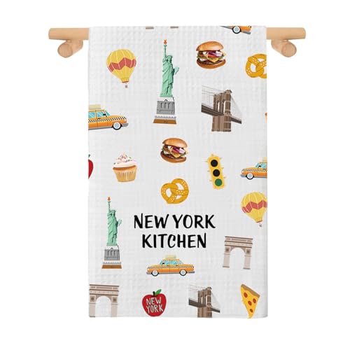 LEVLO Serviette de cuisine New York City New York pour pendaison de crémaillère - Cadeau souvenir de NYC - Serviette de cuisine New York - Serviette de...