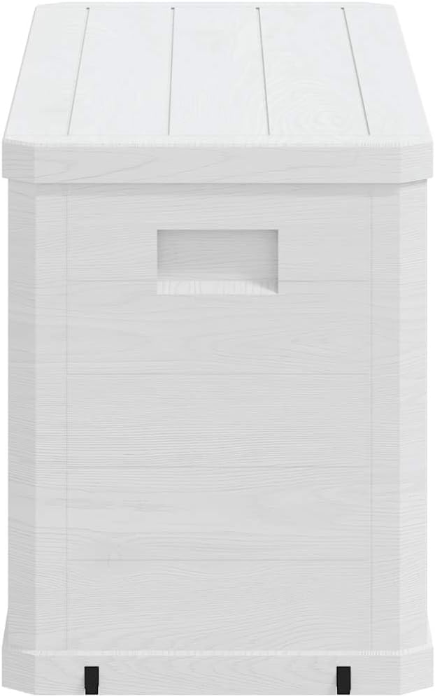 Light Grey Plastic Storage Box with Wood Texture Medium 74.6 Gallon Capacity Rectangular Outdoor Storage Chest for Patio, Deck, Garage, Indoor Use, Waterproof Deck Box