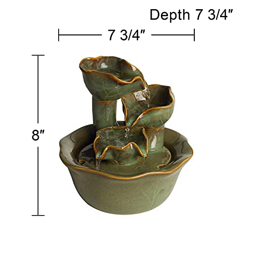 John Timberland MZ11544BA Organic Water Lily Modern Indoor Tabletop Small Water Fountain 8 Inch High Cascading Ceramic thumb #3