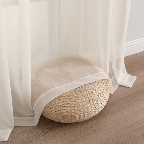 Image of Chyhomenyc Cream Sheer Curtains 68 Inch Length, Light Filtering Solid Color Bedroom Window Sheer Curtain Panels, Elegant Curtains & Drapes for Living Room, 42Wx68L, 2 Panels