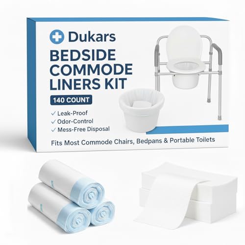 140 Pack Bedside Commode Liners – 60 Strong Toilet Bags
