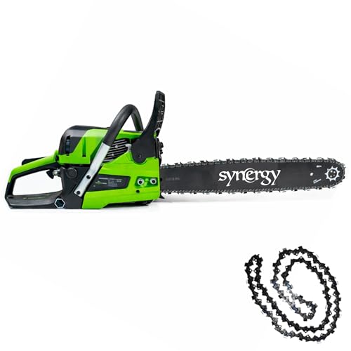 Synergy Motosierra Gasolina 65cc 3,9CV + Cadena – Espada 50cm – Motor 2 Tiempos de Alto Rendimiento – Sistema Easy Start, Antivibración Silent Blocks y Lubricación Automática