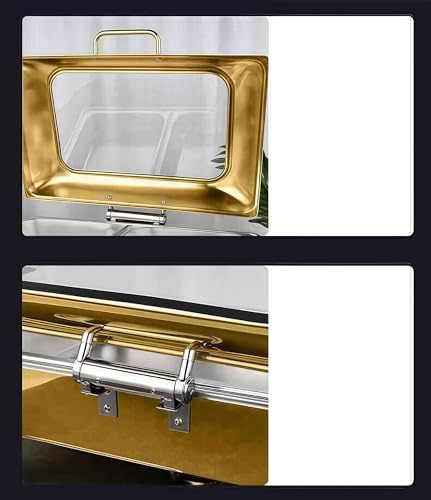 Estufa de buffet con cubierta de vidrio hidráulico para conservar el calor, ideal para catering, eventos y servicio de alimentos, mantiene la comida caliente y fresca, capacidad de 12 cuartos de galón