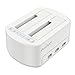 MAIWO Dual Bay Hard Drive Docking Station with Offline Clone for 2.5 3.5 Inch SATA HDD SSD, 3X USB 3.0 Hub Extension, 48TB Capacity, External Hard Drive Duplicator Cloner, White