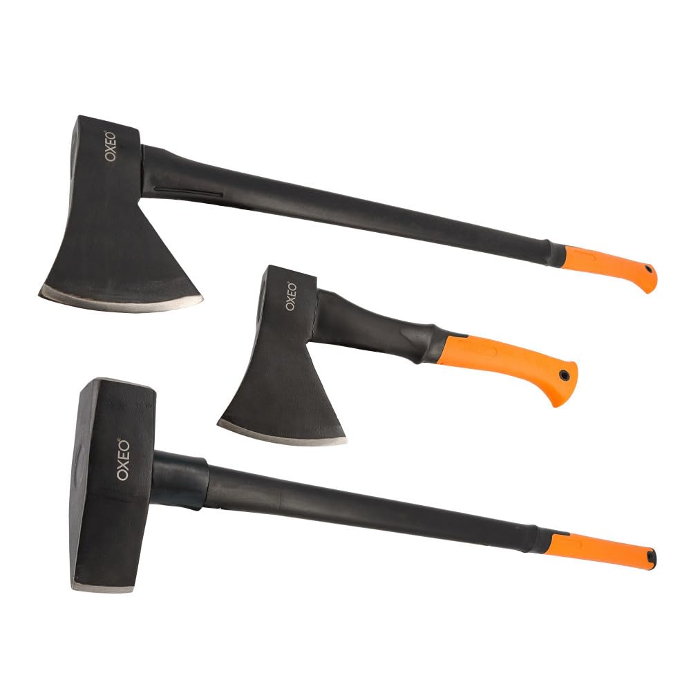 3 Fendeurs de bûches acier forgé manche trimatière - Hache 36cm et 87cm - Hache de fendage 91cm - 4.6kg - Poignée ergonomique